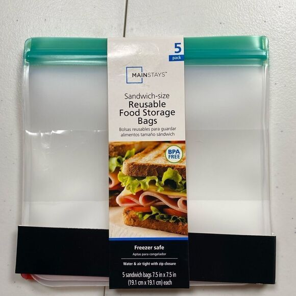 NWT Mainstay 2 Packs Reusable Food Storage Zip Bags 10 bags Freezer Safe - Picture 2 of 3